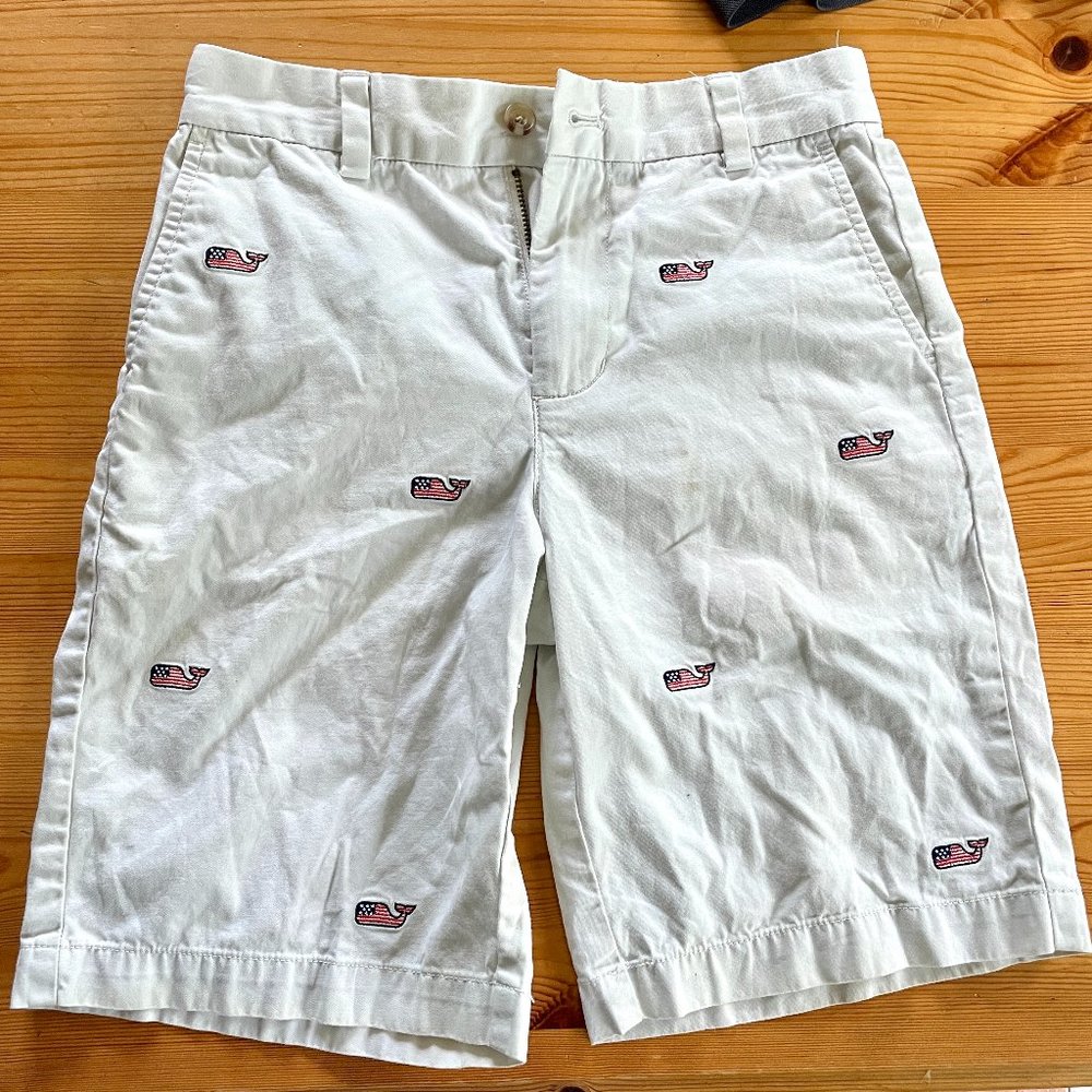 Vineyard Vines Boys Patriotic American Flag Whale Shorts